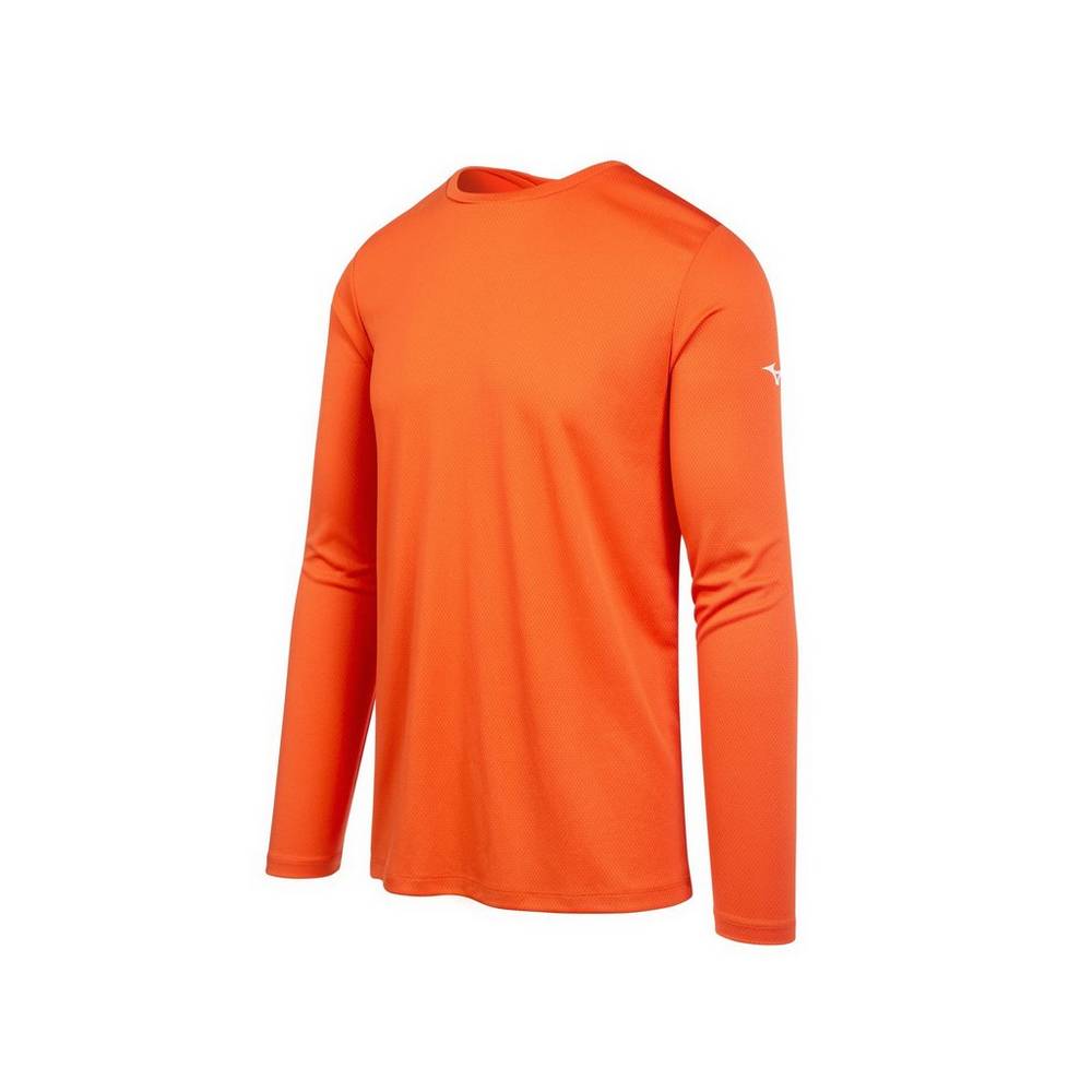 Camisetas Mizuno Long Sleeve Para Hombre Naranjas 2185374-ZJ